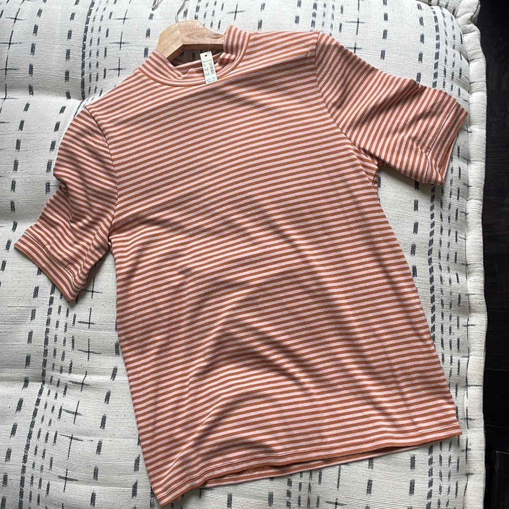 Madewell Stripe Mock Neck Tee